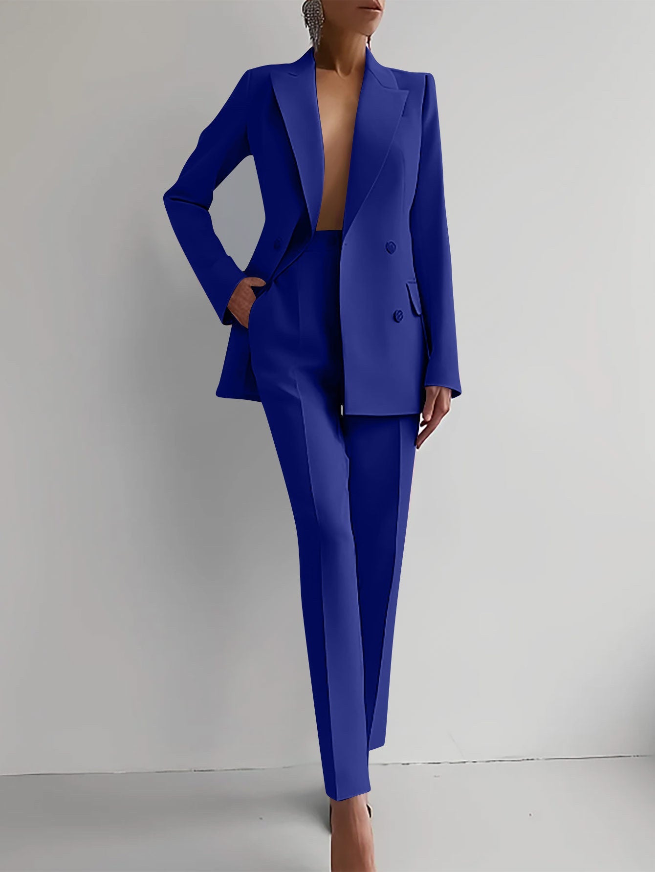 Casual Suits Fashion Long Sleeve Single-breasted Jacket Top And Slim Fit Trousers Women's Business Suits AuraRitmo