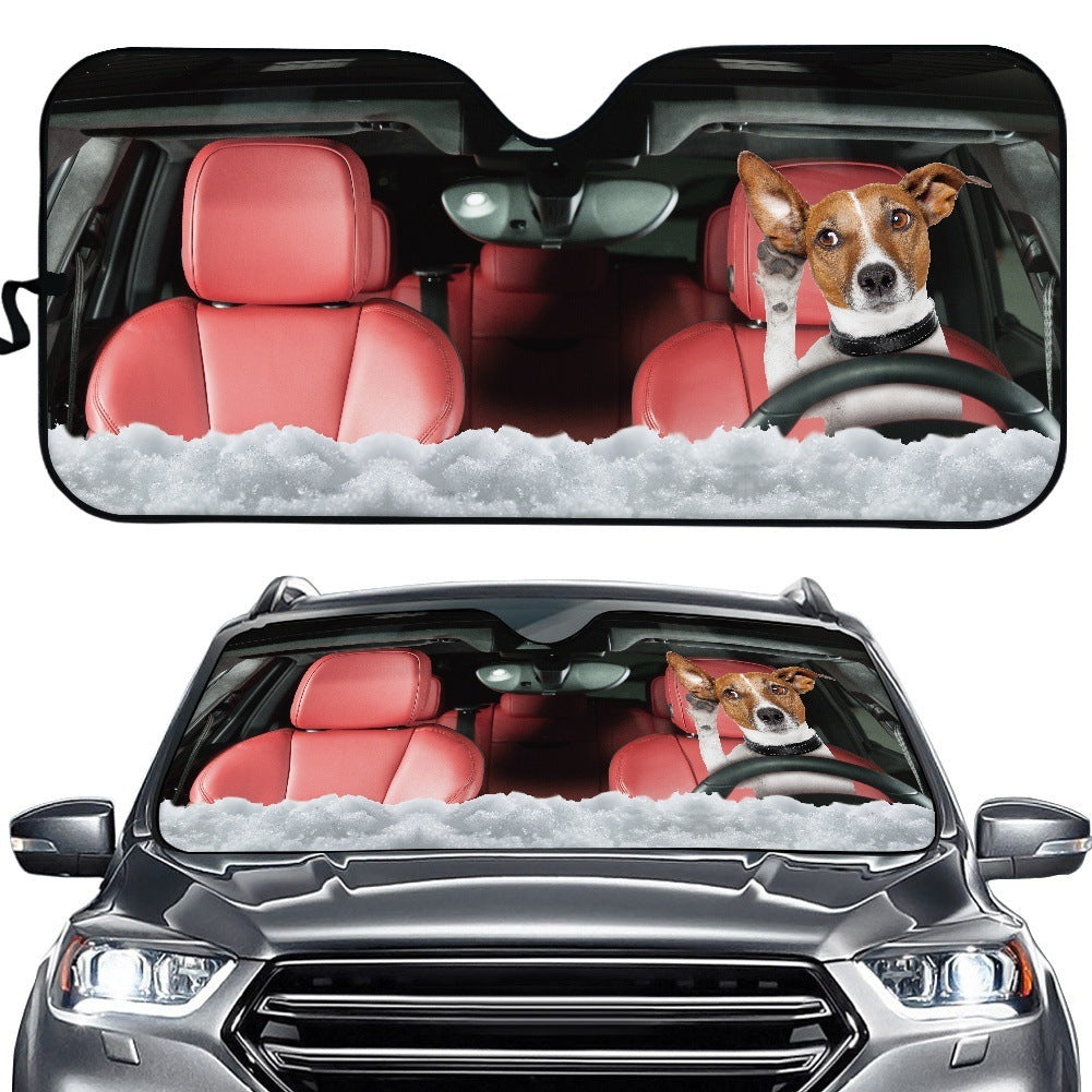 Creative Cute Pet Printing Car Sunscreen And Heat Insulation