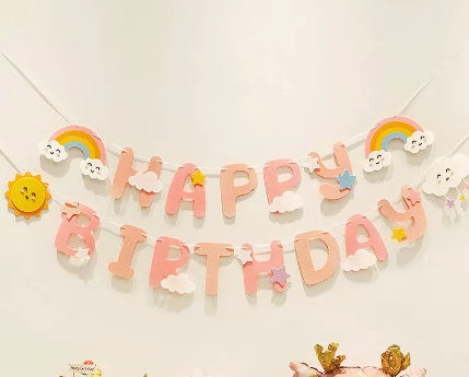 Happy Birthday Pull Flag Party Supplies Decoration Photo Props Scene Layout