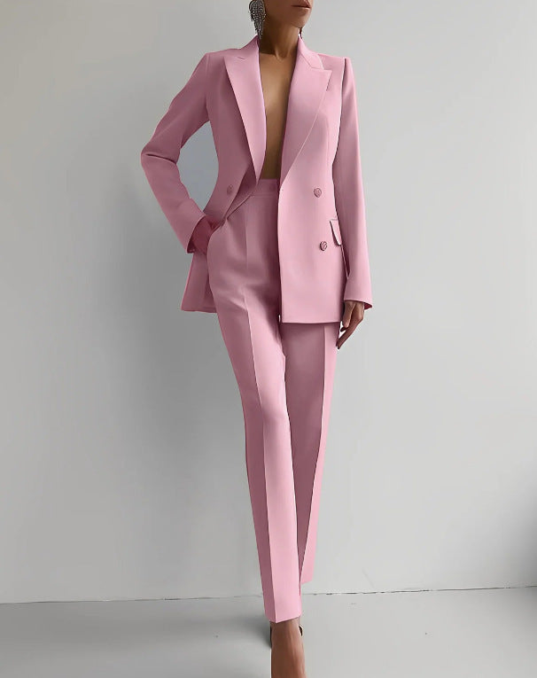 Casual Suits Fashion Long Sleeve Single-breasted Jacket Top And Slim Fit Trousers Women's Business Suits AuraRitmo