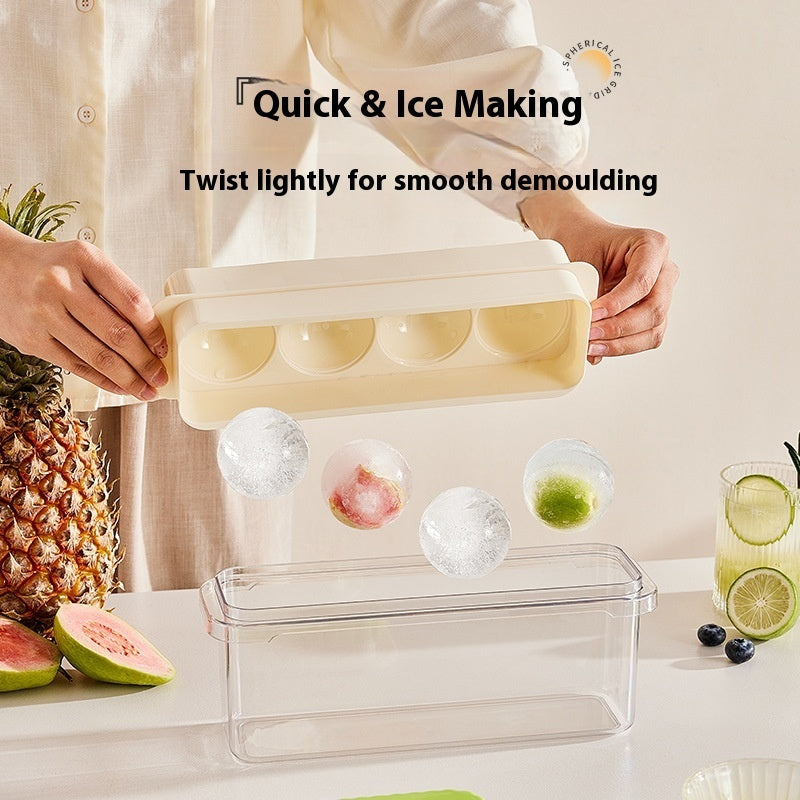 Round Ice Cube Mold Press Ice Tray Household Ice Maker