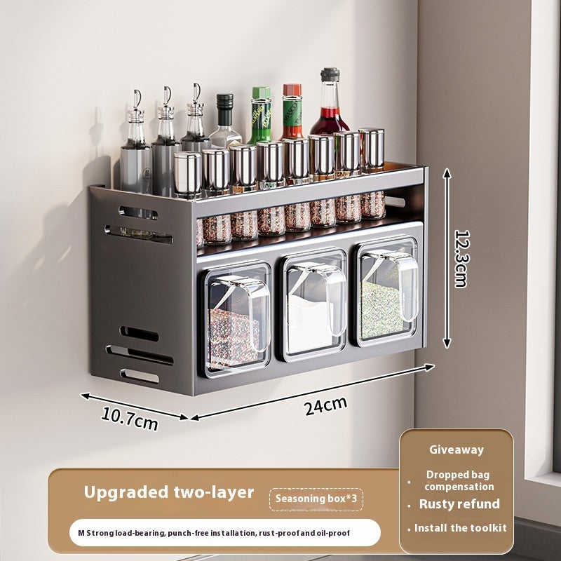 Punch-free Wall-mounted Multi-functional Kitchen Spice Rack AuraRitmo