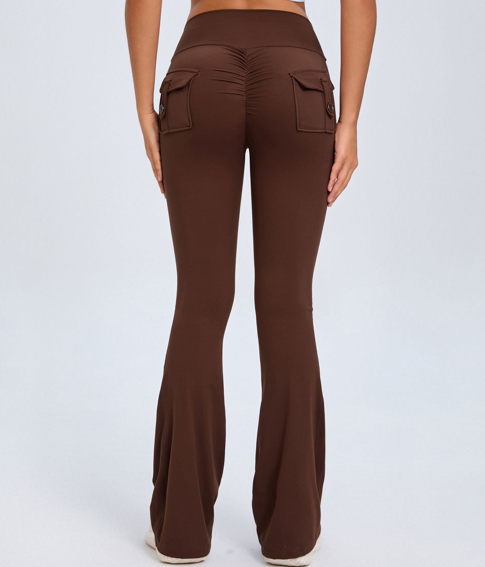 Yoga Fitness Flared Pants With Pockets Ins Fashion Slim High Waist Sports Trousers  Scrunch Butt Booty Workout Lifting Leggings AuraRitmo