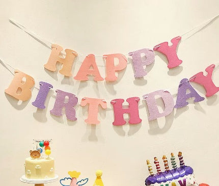 Happy Birthday Pull Flag Party Supplies Decoration Photo Props Scene Layout
