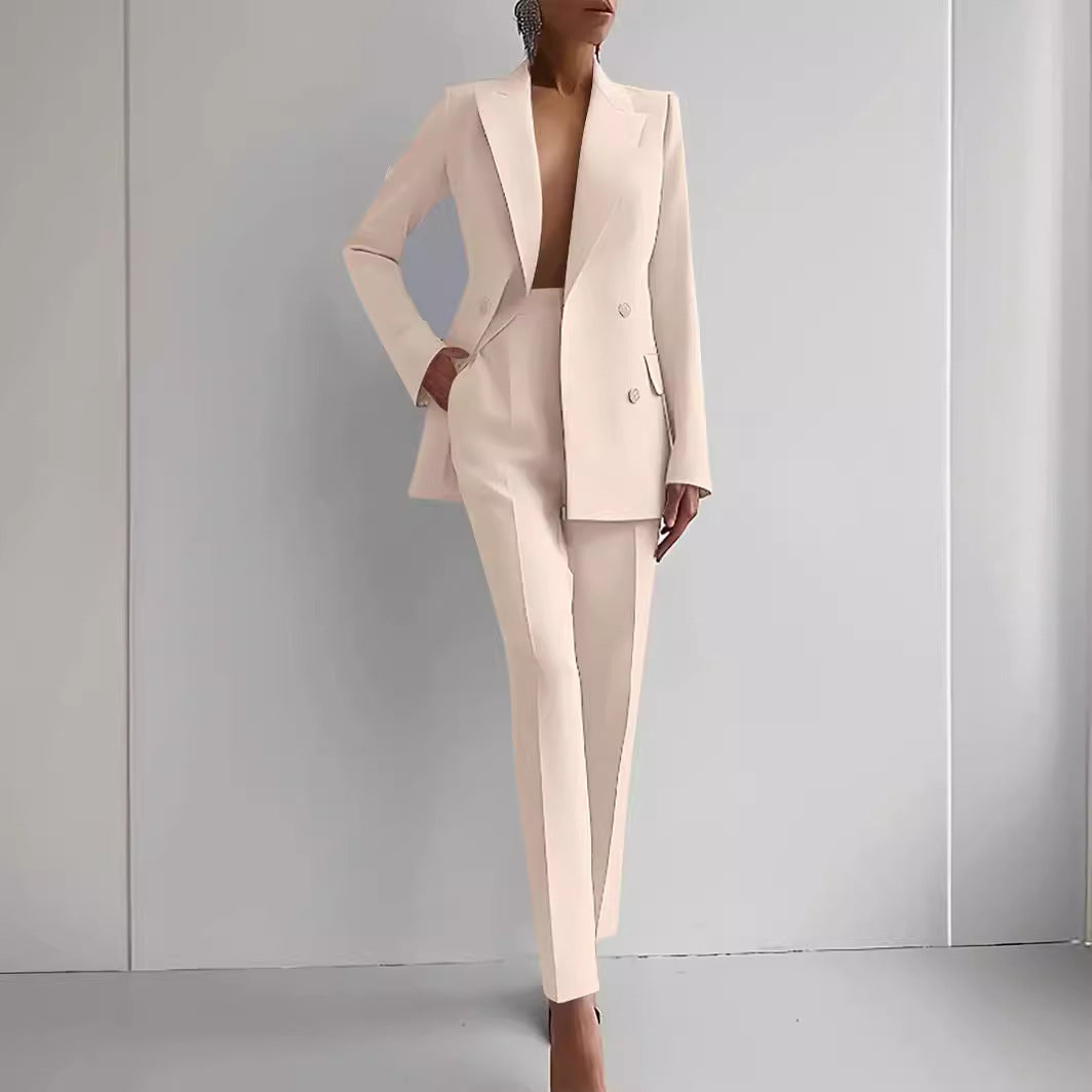 Casual Suits Fashion Long Sleeve Single-breasted Jacket Top And Slim Fit Trousers Women's Business Suits AuraRitmo