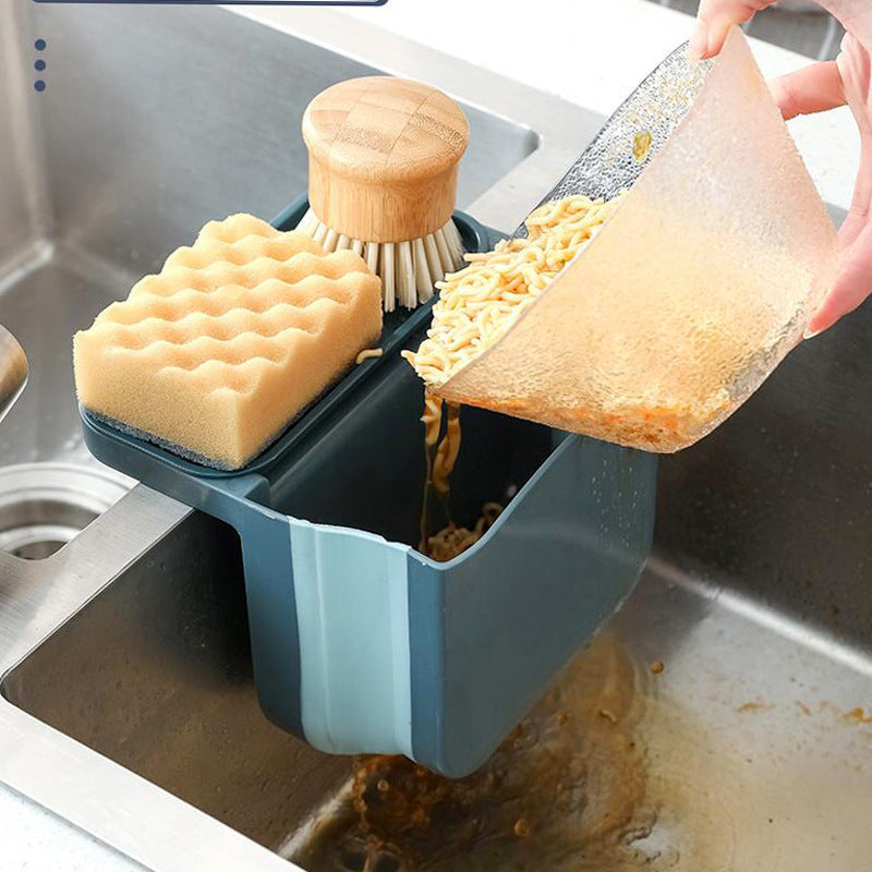 Side Wet Garbage Sink Strainer Drain Fruit Vegetable Drainer Basket Suction Cup Sponge Rack Storage Kitchen Tools Filter Shelf AuraRitmo