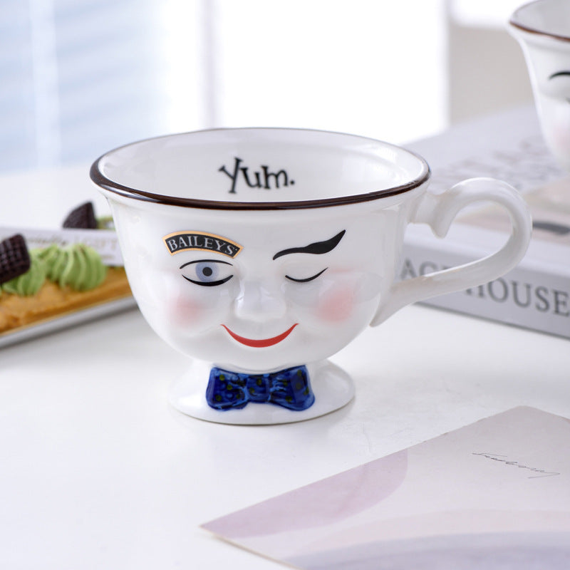 Creative Retro Face Bow Couple's Cups
