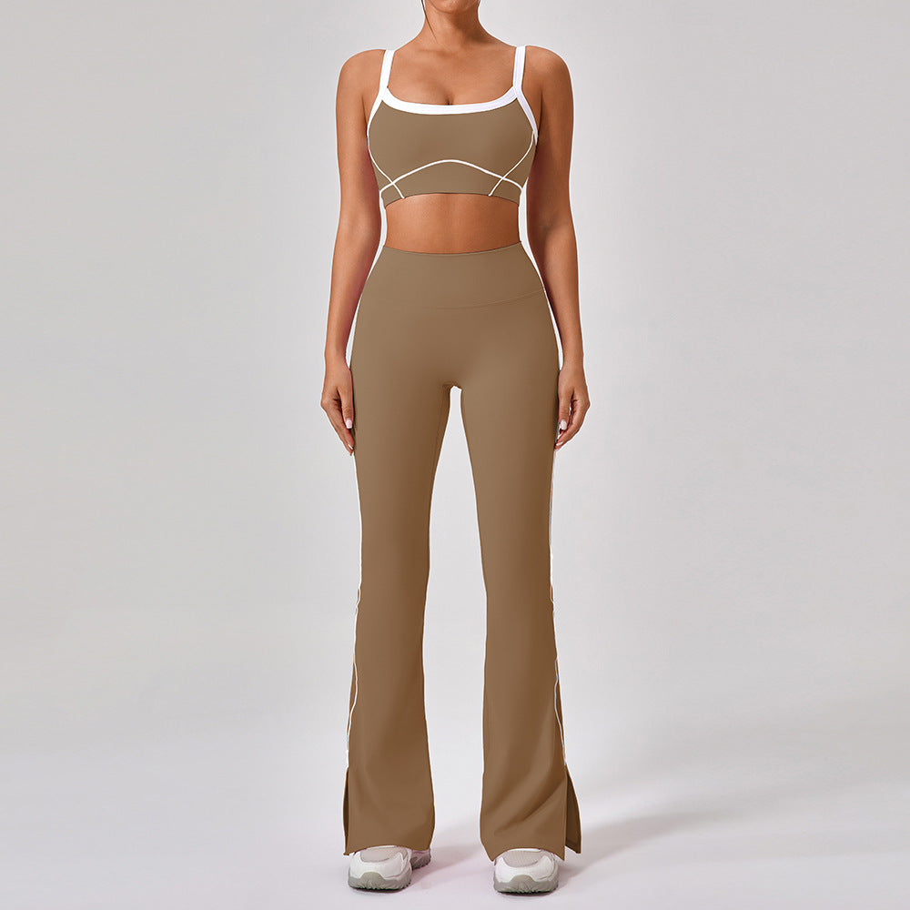 Outdoor Sports Yoga Suits Women's Spaghetti Strap Contrast Color Fitness Set Outfits AuraRitmo