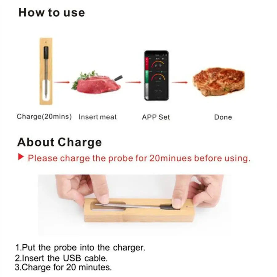 BBQ Probe Wireless Bluetooth BBQ Thermometer AuraRitmo