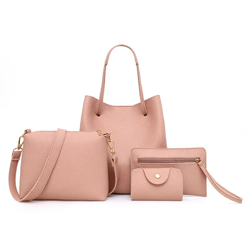 Fashion New Solid Color Mother And Child Bag European And American Style Mother And Child Bag Four-piece Female Bag Simple Shoulder Bag AuraRitmo