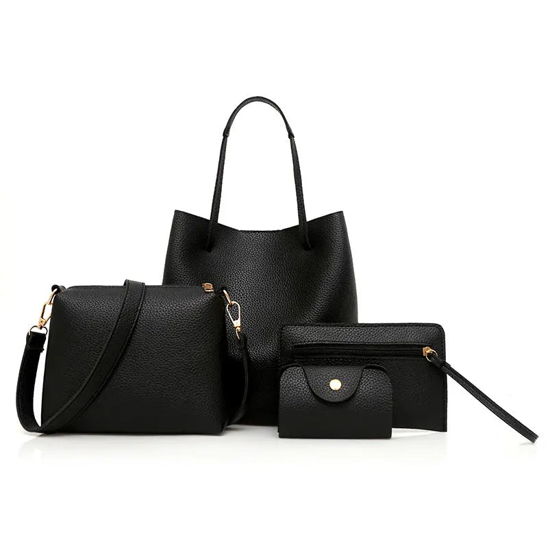 Fashion New Solid Color Mother And Child Bag European And American Style Mother And Child Bag Four-piece Female Bag Simple Shoulder Bag AuraRitmo