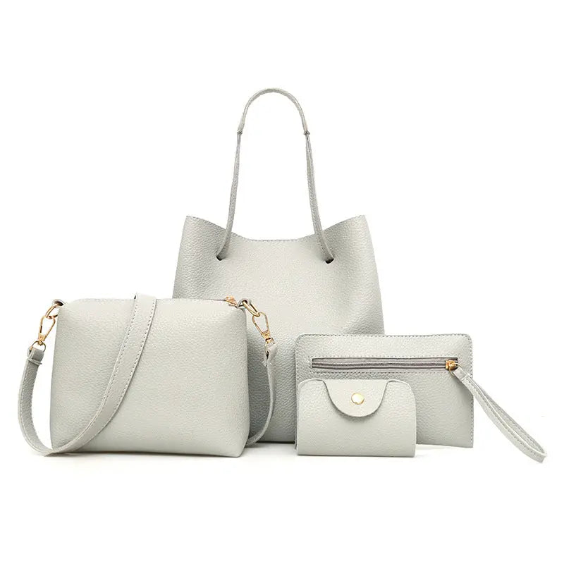 Fashion New Solid Color Mother And Child Bag European And American Style Mother And Child Bag Four-piece Female Bag Simple Shoulder Bag AuraRitmo