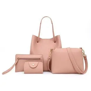 Fashion New Solid Color Mother And Child Bag European And American Style Mother And Child Bag Four-piece Female Bag Simple Shoulder Bag AuraRitmo