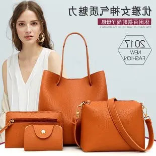 Fashion New Solid Color Mother And Child Bag European And American Style Mother And Child Bag Four-piece Female Bag Simple Shoulder Bag AuraRitmo