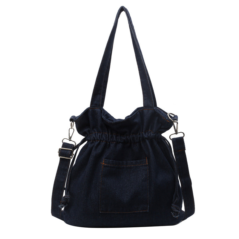 Drawstring Bundle Women's Denim Crossbody Bag