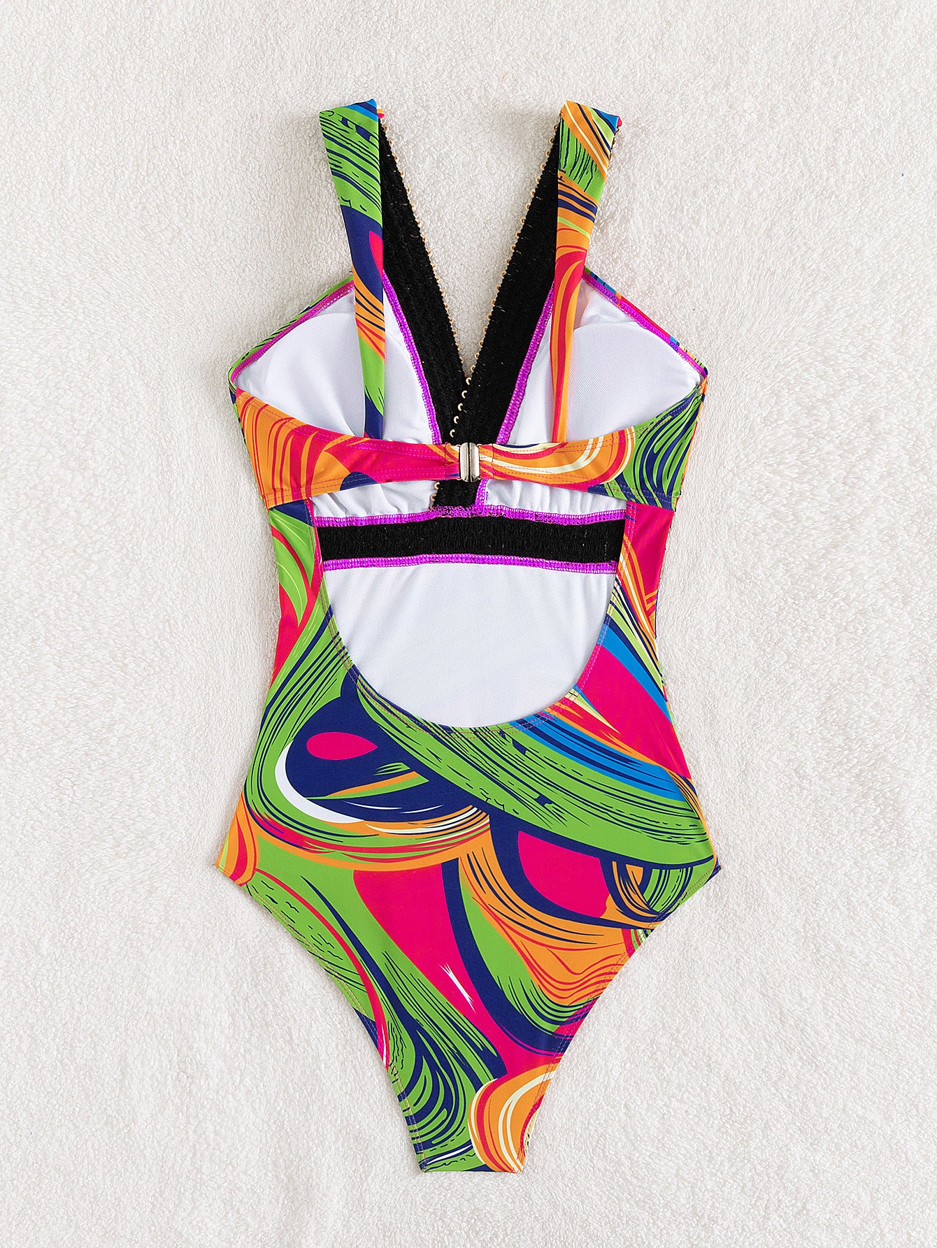 Women's Fashion Deep V Spaghetti Straps One-piece Swimsuit
