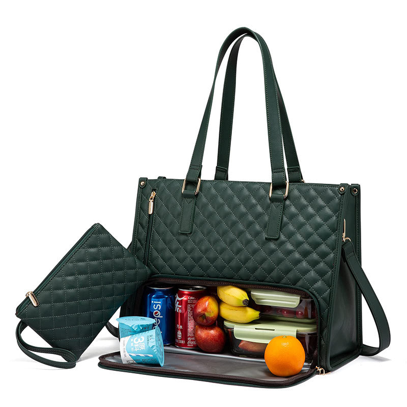 Fashionable Lunch Tote Bag Women's Thermal Insulation Lunch Box Leak-proof Crossbody Computer Storage Bag Quilted Large Capacity Handbag With Purse AuraRitmo