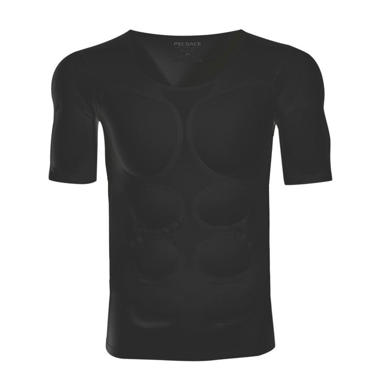Men's Invisible Shoulder Pad Fake Chest T-shirt