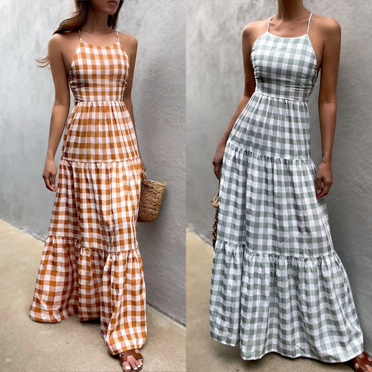New Vacation Leisure Tied Dress Cotton And Linen Style