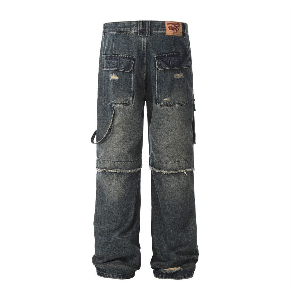 Punk Ripped Cargo Jeans Men's Clothing