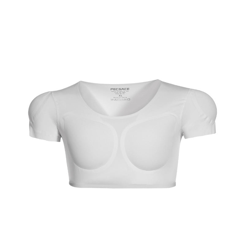 Men's Invisible Shoulder Pad Fake Chest T-shirt