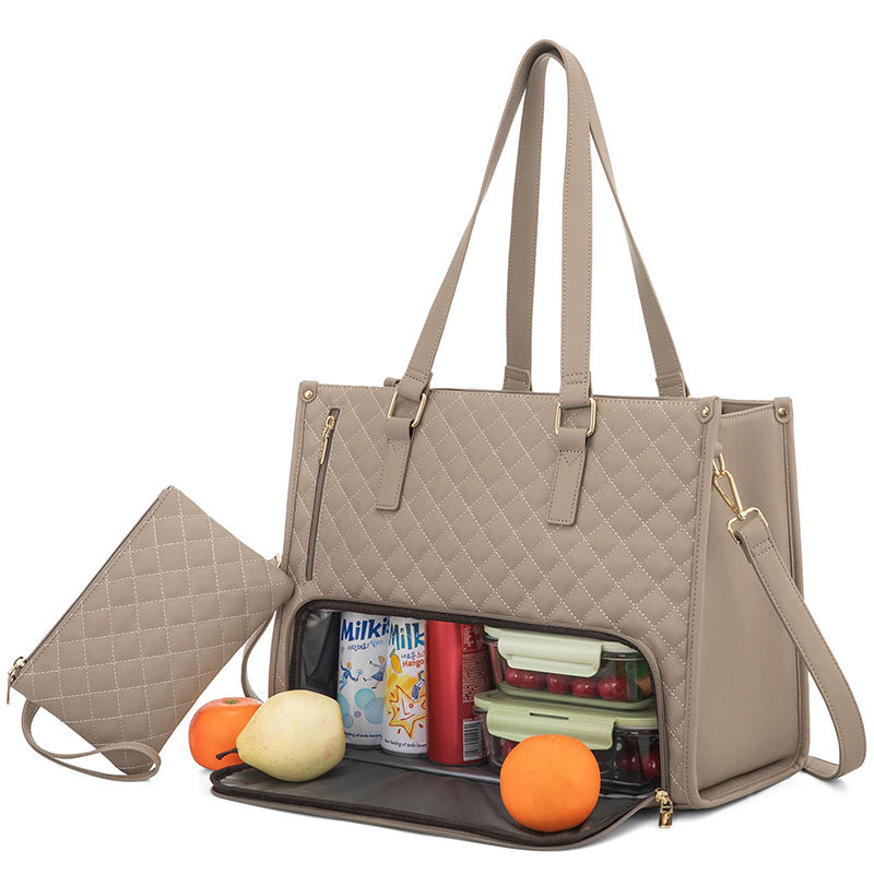 Fashionable Lunch Tote Bag Women's Thermal Insulation Lunch Box Leak-proof Crossbody Computer Storage Bag Quilted Large Capacity Handbag With Purse AuraRitmo