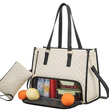 Fashionable Lunch Tote Bag Women's Thermal Insulation Lunch Box Leak-proof Crossbody Computer Storage Bag Quilted Large Capacity Handbag With Purse AuraRitmo