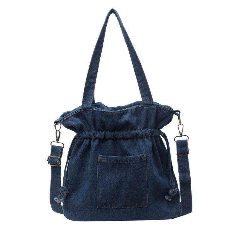 Drawstring Bundle Women's Denim Crossbody Bag