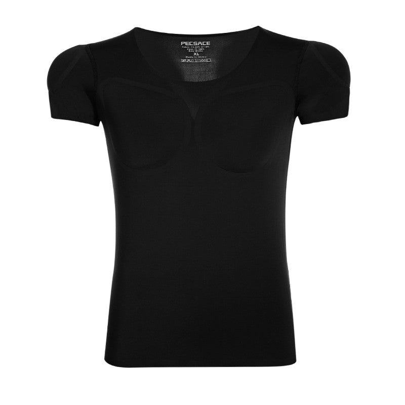 Men's Invisible Shoulder Pad Fake Chest T-shirt