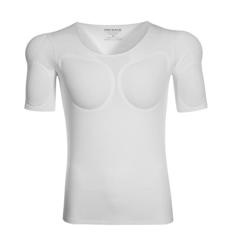 Men's Invisible Shoulder Pad Fake Chest T-shirt