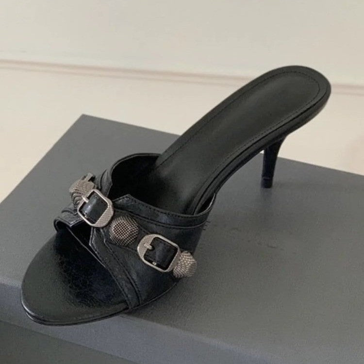 Women's Fashionable Sandals With Black Wine Glass Heel