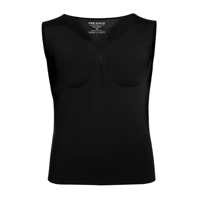 Men's Invisible Shoulder Pad Fake Chest T-shirt