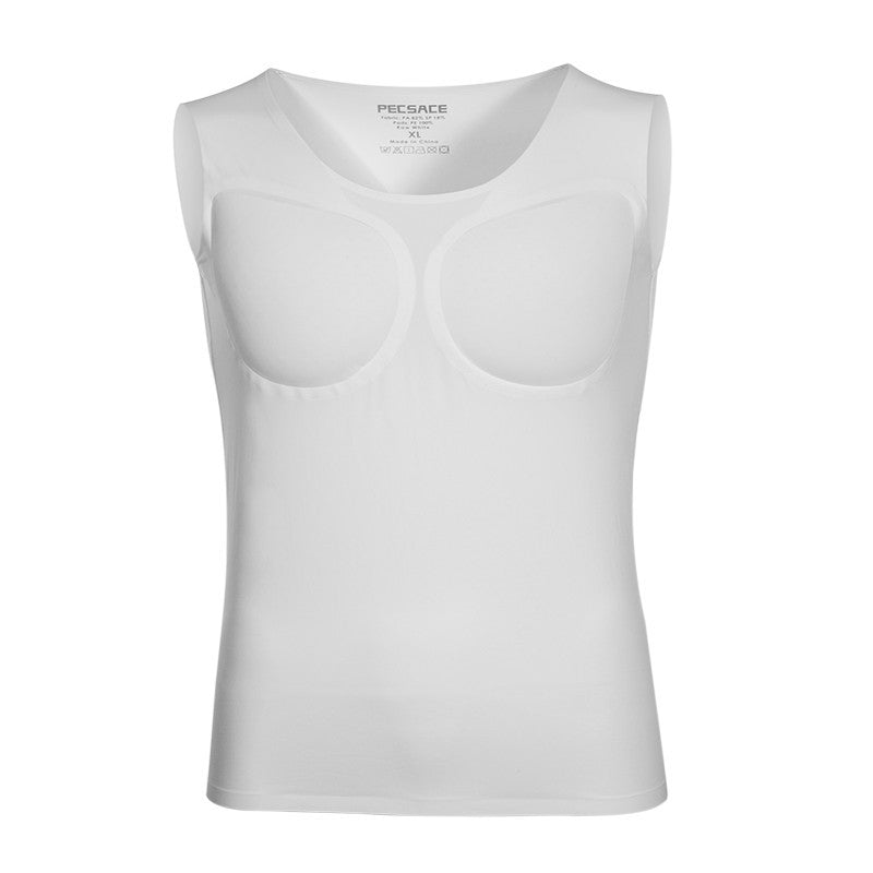 Men's Invisible Shoulder Pad Fake Chest T-shirt