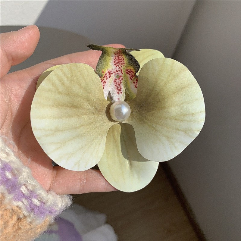 High-end Atmosphere Butterfly Orchid Side Clip Grip Flowers Hair Styling Clip
