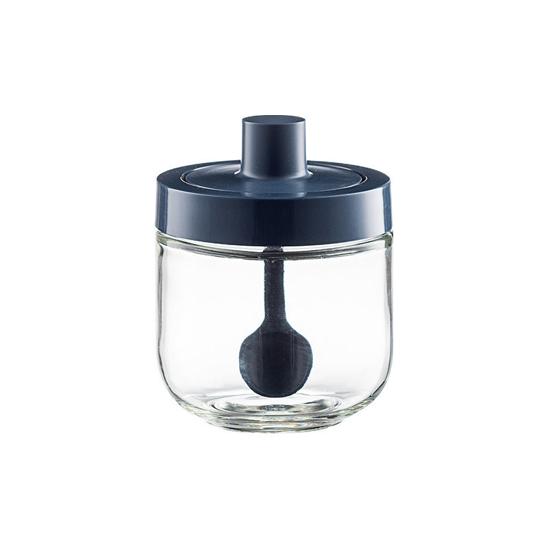 Household Kitchen Glass Spoon Cover Integrated Seasoning Jar