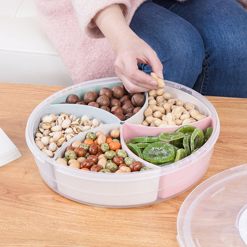 Creative Round Fruit Box Honeycomb Living Room Home Candy Snack Plastic Transparent Fruit Plate
