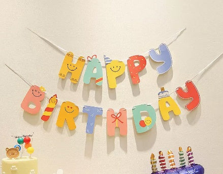 Happy Birthday Pull Flag Party Supplies Decoration Photo Props Scene Layout