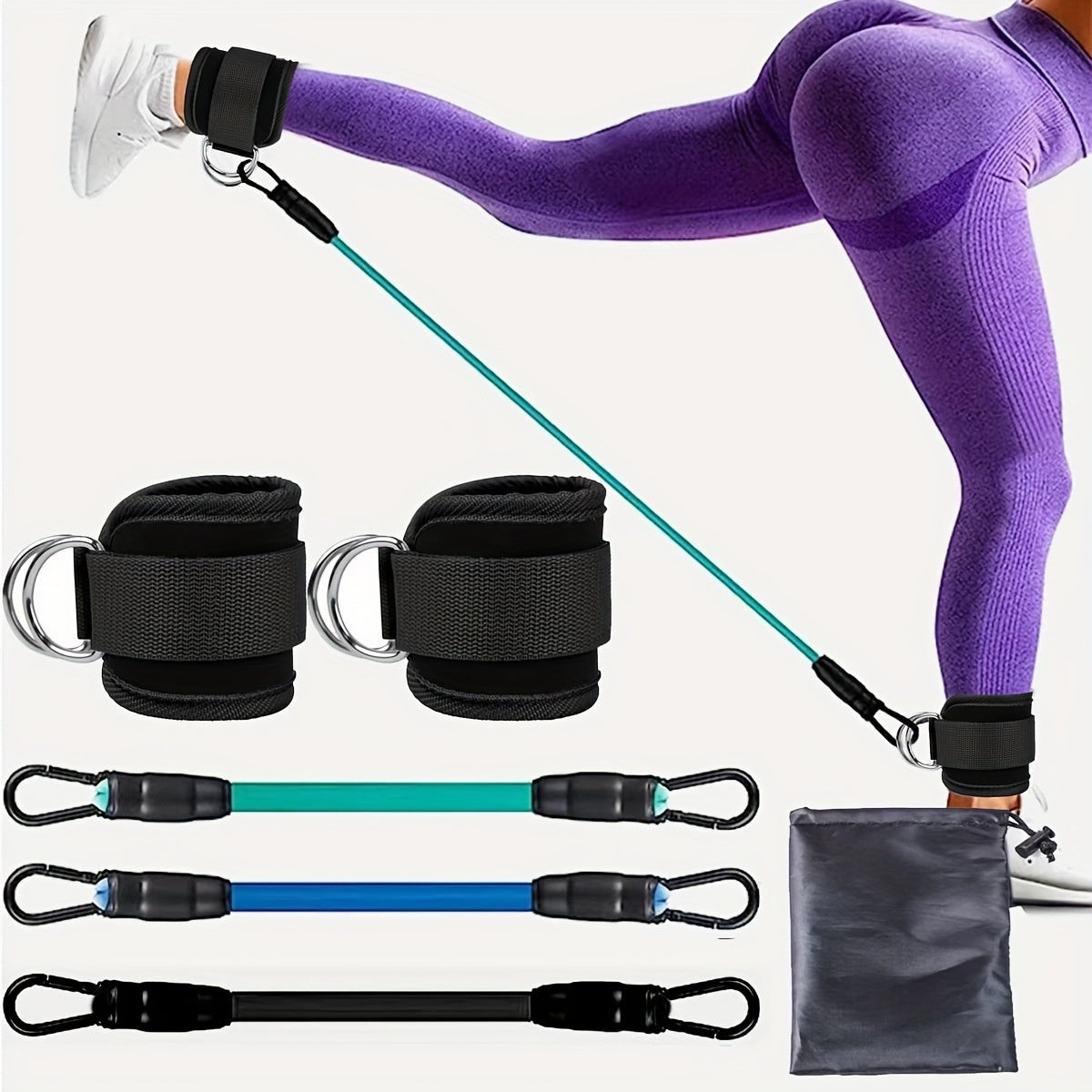 Ankle Strap Resistance Bands Hip Leg Strength Pull Rope Fitness Elastic Training Home Yoga Pilate Crossfit Workout Gym Equipment AuraRitmo