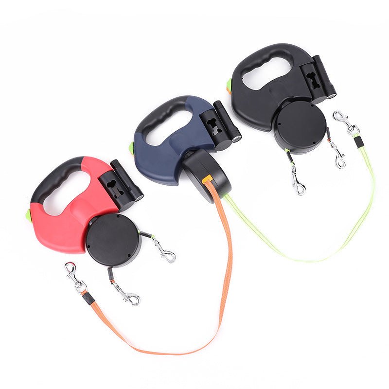 Retractable Dog Leash For Small Dogs Reflective Dual Pet Leash Lead 360 Swivel No Double Dog Walking Leash With Lights Pet Products AuraRitmo
