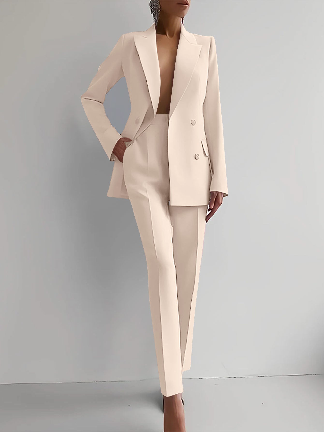Casual Suits Fashion Long Sleeve Single-breasted Jacket Top And Slim Fit Trousers Women's Business Suits AuraRitmo