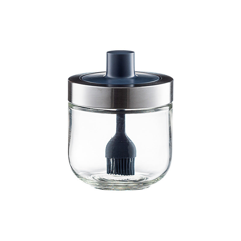 Household Kitchen Glass Spoon Cover Integrated Seasoning Jar