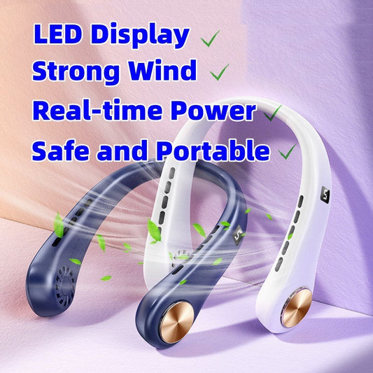 New Mini Neck Fan Portable Bladeless Hanging Neck Rechargeable Air Cooler Mini Summer Sports Fans AuraRitmo