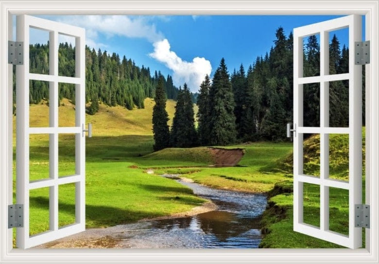 Self-adhesive Wallpaper Fake Window Background Painting