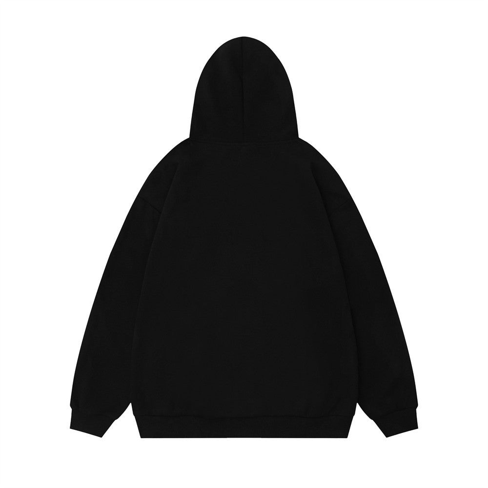 Letter Printed Loose Pullover Hooded Men