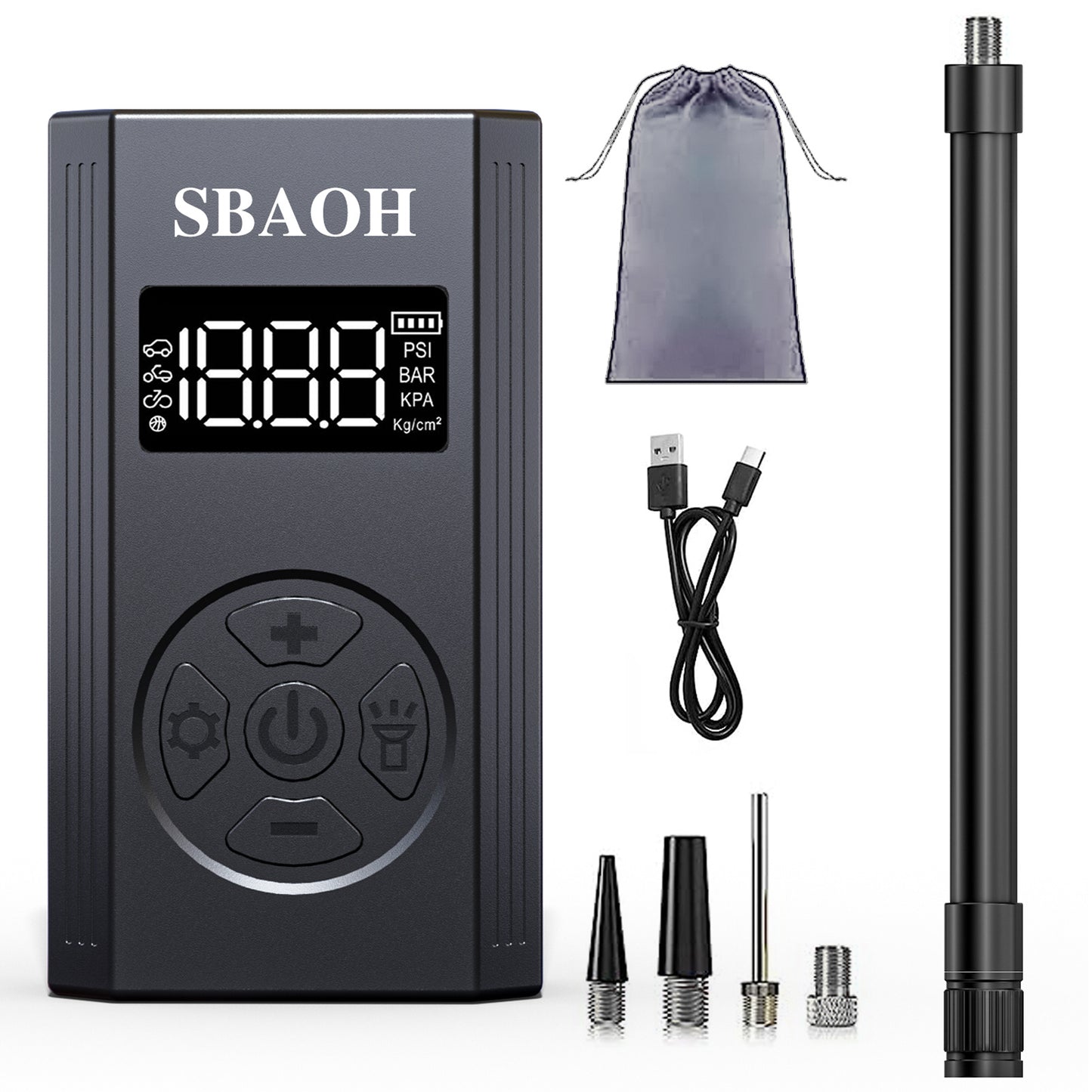 Wireless Tire Inflator Pumps Portable Air Compressor,5000mAh 150PSI Air Pumps USB-C LED Multitool Inflator For Moto Bike Car Tyre Balls