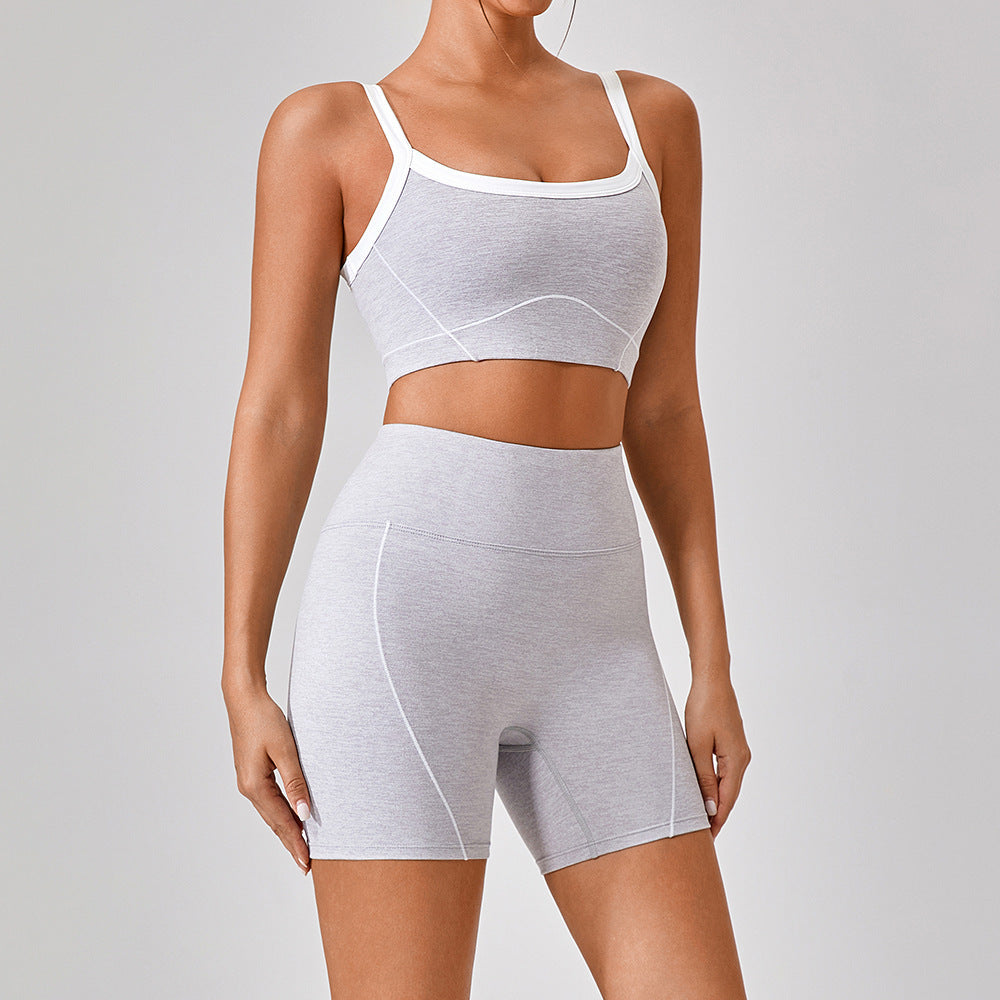 Outdoor Sports Yoga Suits Women's Spaghetti Strap Contrast Color Fitness Set Outfits AuraRitmo