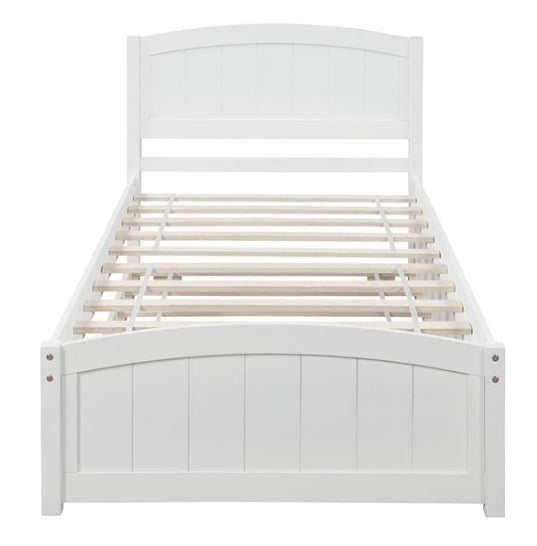 Double Platform Bed With Wheels, White