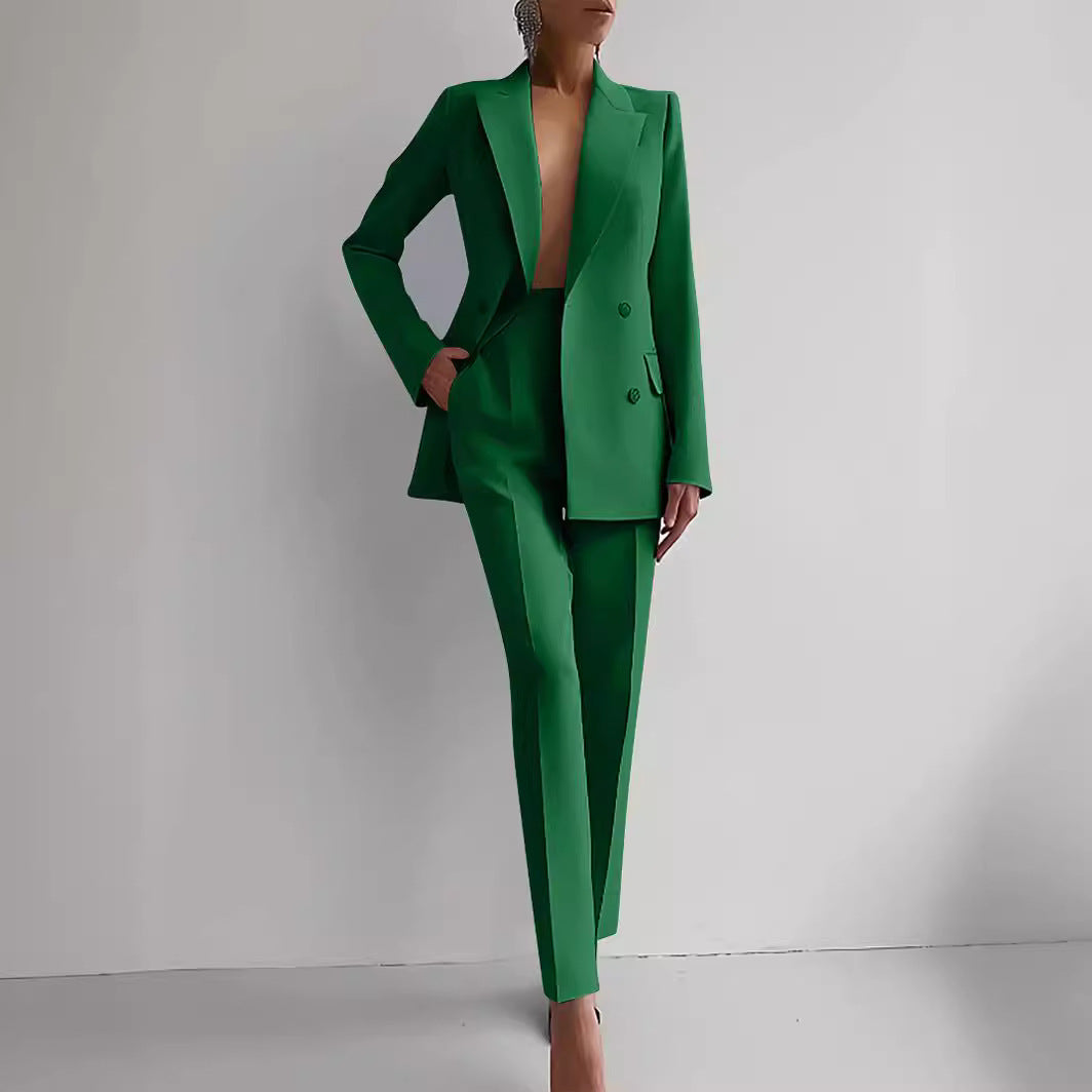 Casual Suits Fashion Long Sleeve Single-breasted Jacket Top And Slim Fit Trousers Women's Business Suits AuraRitmo