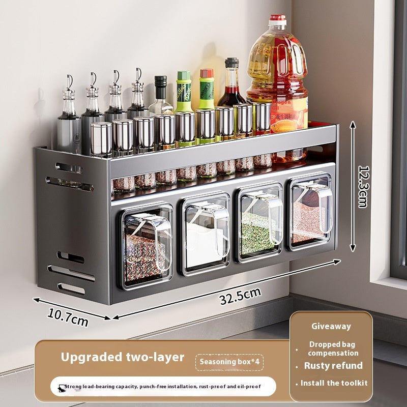 Punch-free Wall-mounted Multi-functional Kitchen Spice Rack AuraRitmo