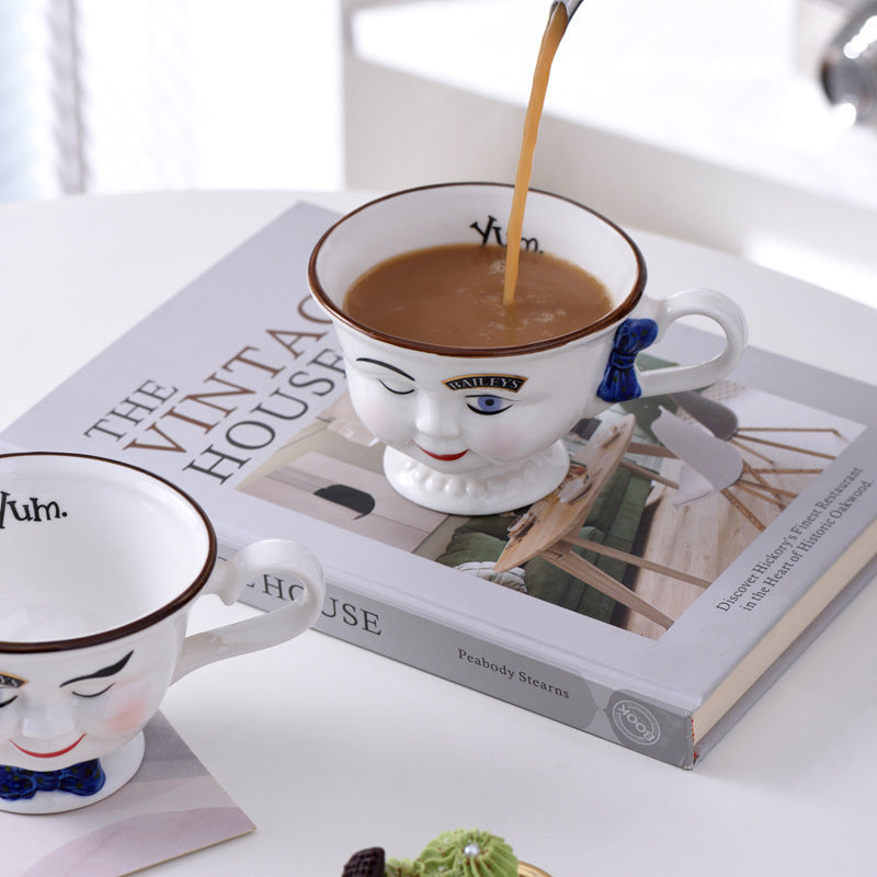 Creative Retro Face Bow Couple's Cups